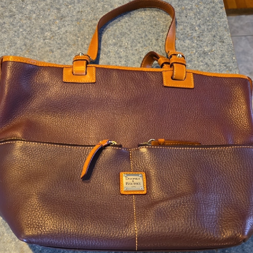 Dooney & Bourke Deep Purple/Eggplant Leather Bag with Matching Pouch And Key Fob